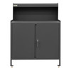 Stationary Workstation w/ Riser, 1 Shelf, 2 Doors, Leveling Feet, Gray
