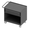 Mobile Bench Cabinet With 5" x 1-1/4" Polyurethane Casters, Steel Top Work Surface With Top Lip Down, Tubular Push Handle, Gray