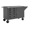 Mobile Bench Cabinet w/ 6" x 2" Phenolic Bolt-On Casters, (2) Rigid, (2) Swivel, 1 Shelf, 1 Door In Storage Area, 5 Drawers