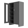 Access Control Cabinet, 14 Gauge, 48 x 24 x 78, 4 Adj Shelves, Recessed door w/ Clearview Lexan Panels, Electronic Access Control Lock, Gray