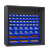 Enclosed Shelving, 12 Gauge, 60 x 24 x 72, 54 Blue Bins, Gray