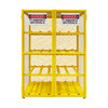 Gas Cylinder Cabinet, Single Door, Angle Iron, Expanded Metal, For Horizontal Storage Of 20, 33 Lb. Lpg Cylinders, 12 Cylinder Capacity, Safety Yellow Gas Cylinder Cabinet, Single Door, Angle Iron, Expanded Metal, For Horizontal Storage Of 20, 33 Lb. Lpg Cylinders, 12 Cylinder Capacity, Safety Yellow