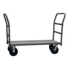 Platform Truck, 2 Removable Handles, 12 Gauge, 3600 lbs Capacity, 24 x 36, Flush Deck, 8 x 2 Polyurethane - Non-Marking Casters - (2) Rigid, (2) Swive