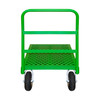 Platform Truck, 12 Gauge, 1000 lbs Capacity, 24 x 48, Perforated Flush Deck, 8 x 2-3/4 Pneumatic Casters - (2) Rigid, (2) Swivel, Green