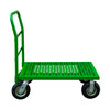 Platform Truck, 12 Gauge, 1000 lbs Capacity, 24 x 48, Perforated Flush Deck, 8 x 2-3/4 Pneumatic Casters - (2) Rigid, (2) Swivel, Green