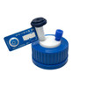 2-Port Solvent Delivery Port Cap Deluxe Kit for GL45 Media Bottles, Blue Collar with Air Valve and 1/8" Tubing Adapter