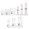 Borosilicate Glassware Set, 9 Pieces with 3 Beakers, 3 Erlenmeyer Flasks & 3 ASTM, Class A Measuring Cylinders, Borosilicate 3.3 Borosilicate Glass