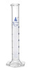 Graduated Cylinder, 25mL, Class A Tolerance +/-0.25mL, Hex Base, Blue Ink, Borosilicate 3.3 Glass