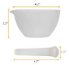 Porcelain Mortar & Pestle Set, 5oz (150 ml), Unglazed Grinding Surface for Chemicals, White