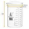 Beaker, 2000 ml, ASTM, Low Form with Spout, Dual Scale, White Ink, 3.3 Borosilicate Glass