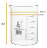 Beaker, 3000 ml, Low Form with Spout, White, 250 ml Graduations, 3.3 Borosilicate Glass Beaker, 3000 ml, Low Form with Spout, White, 250 ml Graduations, 3.3 Borosilicate Glass