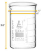 Beaker, Heavy Duty, 50mL, 5mm Thick, Uniform Walls, White Ink, Borosilicate 3.3 Borosilicate Glass