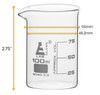 Beaker, 100mL, Low Form with Spout, White, 25ml Graduations, Borosilicate 3.3 Borosilicate Glass