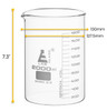 Beaker, 2000 ml, Borosilicate Glass, Low Form with Spout, 200 ml Graduations