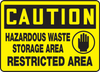 OSHA Safety Sign - CAUTION: Hazardous Waste Storage Area Restricted Area, 10" x 14", Pack/10