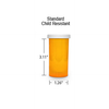 Amber Pharmacy Vials, Child Resistant Caps, 16 dram (1 oz)