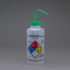 GHS Labeled Safety-Vented Methanol Wash Bottles, 1000ml (32oz), Polyethylene w/Green Polypropylene Cap, pack/2