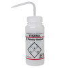Safety-Vented / Labeled 2-Color Ethanol Wide-Mouth Wash Bottles, 500ml (16oz), Polyethylene w/Natural Polypropylene Cap, pack/3