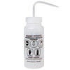 Safety-Vented / Labeled 2-Color Ethanol Wide-Mouth Wash Bottles, 500ml (16oz), Polyethylene w/Natural Polypropylene Cap, pack/3