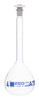 Eisco Labs Volumetric Flask, 250ml, Class A, Tolerance +/-0.15ml, Interchangeable, 14/23 , PP Stopper,/Single, White Graduations, With Individual Work Certificate, Borosilicate Glass 