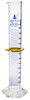 Eisco Labs Graduated Cylinder, 250mL, ASTM, Class A, Tolerance +/-1 ml, Protective Collar, Hexagonal Base, Blue Graduations, With Individual Work Certificate, Borosilicate 3.3 Glass 