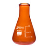 Eisco Labs Erlenmeyer Flask, Amber, 100mL, Borosilicate Glass, Narrow Neck Flasks, Conical Flasks, Glass Flasks 
