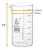 Eisco Labs Beaker, 600ml, Tall Form with Spout, White, 50ml Graduations, Borosilicate 3.3 Glass 