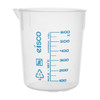 Eisco Labs Premium 600mL Beaker, PP Plastic, Blue Screen Printed, 50mL Graduations, 