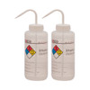 Eisco Labs Wash Bottle for Ethanol, 1000ml, Color Coded Safety Label (4 Colors), Wide Mouth, Self Venting, LDPE, pack/2 