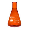 Eisco Labs Erlenmeyer Flask, Amber, 500mL, Borosilicate Glass, Narrow Neck Flasks, Conical Flasks, Glass Flasks 