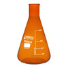 Eisco Labs Erlenmeyer Flask, Amber, 1000mL, Borosilicate Glass, Narrow Neck Flasks, Conical Flasks, Glass Flasks 