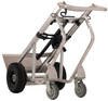 4-Wheel Commercial Hand Truck, Spring-Loaded Frame, Aluminum, (2) Pneumatic (2) Rear Rubber Swivel Wheels, 1000 lb. Capacity, 15' Retractable Strap