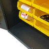 Steel Bin & Shelf Cabinet, Deep Door, 48" W x 24" D x 78" H, Full Bins, Fully Louvered, (147) Bins, 14-Gauge