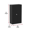 Steel Electronic Locking Cabinet, Deluxe, 48" W x 24" D x 78" H, Louvered Door, (3) Shelves, 1000 lb. Capacity/Shelf, 14-Gauge, Black 