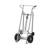 4-Wheel Drum Hand Truck, Aluminum, (2) Pneumatic Wheels, (2) Rear Poly, Hand Brake, 1000 lb. Capacity, Standard Chime Hook for Drums