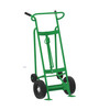 Steel 4-Wheel Drum Hand Truck, Steel, (2) Pneumatic Wheels, (2) Rear Poly, Hand Brake, 1000 lb. Capacity, Standard Chime Hook for Drums