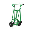 Steel 4-Wheel Drum Hand Truck, Steel, (2) Pneumatic Wheels, (2) Rear Poly, Hand Brake, 1000 lb. Capacity, Standard Chime Hook for Drums