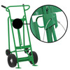 Steel 4-Wheel Drum Hand Truck, Steel, (2) Pneumatic Wheels, (2) Rear Poly, Hand Brake, 1000 lb. Capacity, Chime Hook w/ Security Cable for Drums