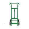 Steel 4-Wheel Drum Hand Truck, Steel, (2) Solid Rubber Wheels, (2) Rear Poly, Hand Brake, 1000 lb. Capacity, Standard Chime Hook for Drums