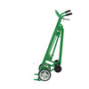 Steel 4-Wheel Drum Hand Truck, Steel, (2) Solid Rubber Wheels, (2) Rear Poly, Hand Brake, 1000 lb. Capacity, Standard Chime Hook for Drums