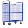 Steel Cage Cart, Stock Picking, 3-Sided, (1) Adjustable Shelf, 57"L x 30" W x 68" H, 1600 lb. Capacity, Blue Steel Cage Cart, Stock Picking, 3-Sided, (1) Adjustable Shelf, 57"L x 30" W x 68" H, 1600 lb. Capacity, Blue