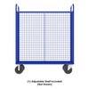 Steel Cage Cart, Stock Picking, 3-Sided, (1) Adjustable Shelf, 57"L x 30" W x 68" H, 1600 lb. Capacity, Blue Steel Cage Cart, Stock Picking, 3-Sided, (1) Adjustable Shelf, 57"L x 30" W x 68" H, 1600 lb. Capacity, Blue