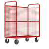 Steel Cage Cart, Stock Picking, 3-Sided, (1) Adjustable Shelf, 57"L x 30" W x 68" H, 1600 lb. Capacity, Red Steel Cage Cart, Stock Picking, 3-Sided, (1) Adjustable Shelf, 57"L x 30" W x 68" H, 1600 lb. Capacity, Red