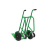 Steel 4-Wheel Pallet Hand Truck, Steel, (2) Pneumatic (2) Rear Rubber Swivel Wheels, 1000 lb. Capacity, Spring-Loaded Pallet Forks