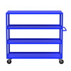 Steel 4-Shelf 12 Gauge Utility Cart, Flat Top 60"L x 30" W x 56" H, 3600 lb. Capacity, (4) Non-Marking Phenolic Casters, Blue