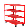Steel 4-Shelf 12 Gauge Utility Cart, Flat Top 60"L x 30" W x 56" H, 3600 lb. Capacity, (4) Non-Marking Phenolic Casters, Red