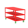Steel 3-Shelf 12 Gauge Utility Cart, Flat Top, 60"L x 30" W x 36" H, 2000 lb. Capacity, (4) Non-Marking Poly Casters, Red