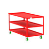 Steel 3-Shelf 12 Gauge Utility Cart, 60"L x 30" W x 36" H, 2000 lb. Capacity, (4) Non-Marking Poly Casters, Red