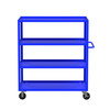 Steel 4-Shelf 12 Gauge Utility Cart, 48"L x 30" W x 56" H, 3600 lb. Capacity, (4) Non-Marking Phenolic Casters, Blue