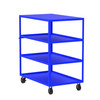 Steel 4-Shelf 12 Gauge Utility Cart, Flat Top 48"L x 30" W x 56" H, 3600 lb. Capacity, (4) Non-Marking Phenolic Casters, Blue